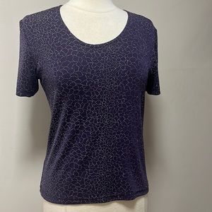 Pariscope purple and silver beaded shirt sleeved stretch top